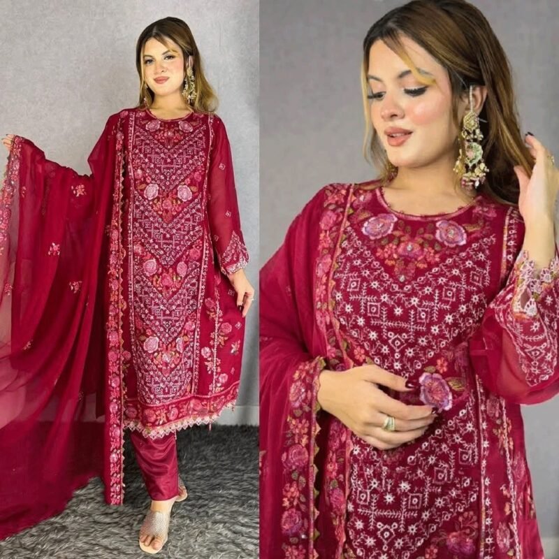 সফ্ট জর্জেট কাপড়ের ফোর পিচ ড্রেস.