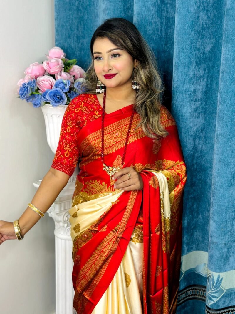 🌺অরিজিনাল ইন্ডিয়ান সফ্ট সিল্ক শাড়ি.